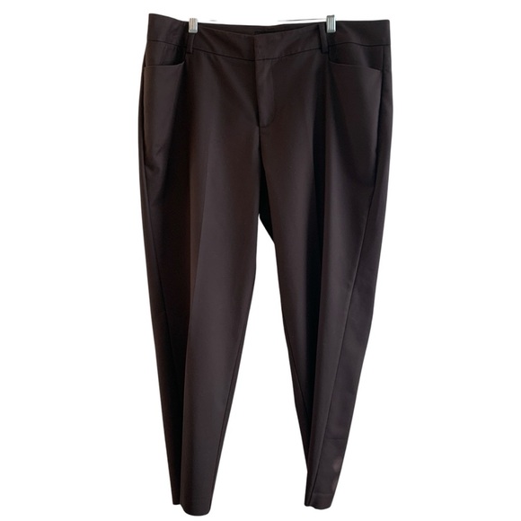 ELOQUII Plus Size Kady Fit Ankle Stretch Cotton Pants Espresso Brown Size 16R - Picture 1 of 6